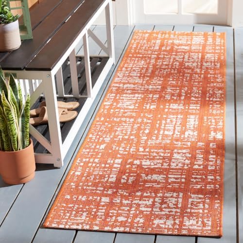 SAFAVIEH Washable Rug Outdoor Courtyard Collection - 2'3" x 8' Runner, Orange & Ivory, Non-Shedding & Easy Cleaning, Ideal for Patio, Entryway, Mudroom, Hallway, Kitchen (CY8451-52821) by Unknown