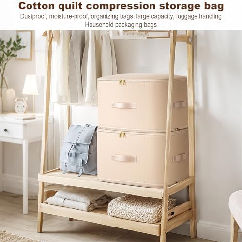 Ultra Space Saving Self Compression Organizer, Portable Space Saver Storage Packing Bags, Blanket & Quilt Compression Storage Bag for Comforters, Blankets, Bedding (Almond) - Image 6