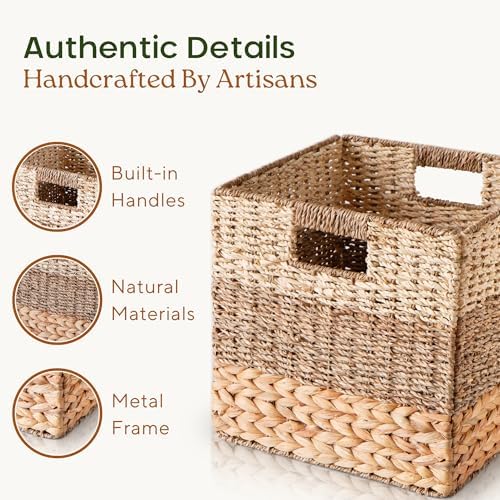 CHI AN HOME 12x12 Baskets for Cube Storage, Wicker Cube Storage Bins Set 4 - Image 4
