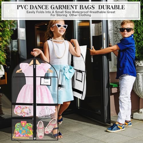 FoldTier 8 Pcs Clear Dance Costume Garment Bags for Dancers, 40 Inch, Black - Image 5