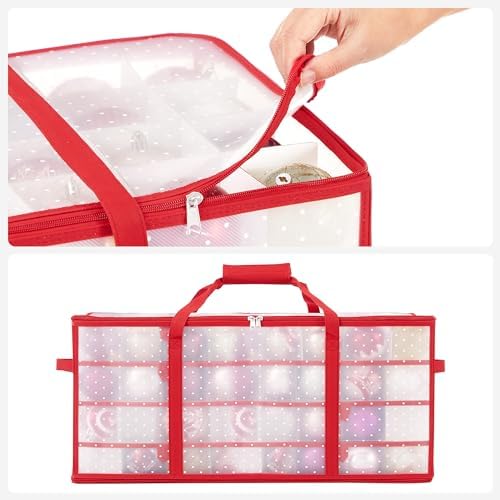 SONGMICS Large Christmas Ornament Storage Boxes, Set of 2, with 256 Slots - Image 6