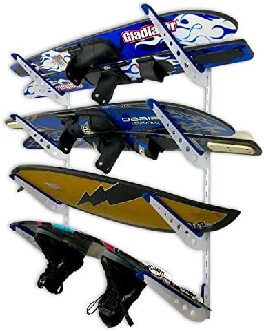StoreYourBoard Adjustable Water Ski Wall Storage Rack, Holds 4 Sets of Skis, Garage Home Boathouse Organizer by StoreYourBoard