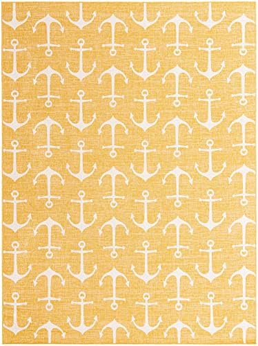 Unique Loom Outdoor Coastal Collection Area Rug - Ahoy (10' x 13' 1" Rectangle, Yellow) - Image 3
