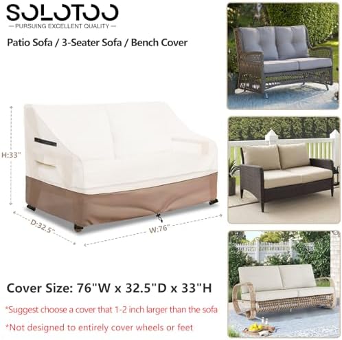 Outdoor Couch Cover Waterproof, 76" W x 32.5" D x 33" H - Image 3