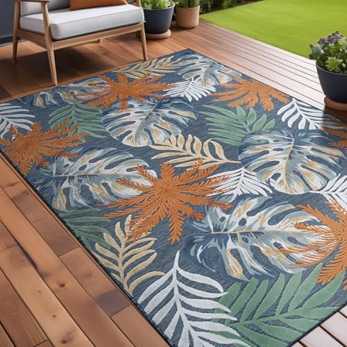 Luul Home Floral Indoor Outdoor Rugs 5x7 Large Area Rug for Living Room, Patio Decor, Kitchen, and Entryway Rug, Washable Stain Resistant Outside Carpet Midnight 5 x 7 by Unknown