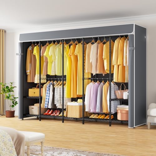 ULIFHOME H50C Clothes Rack with Cover, Large Covered Clothing Rack, Gray - Image 2
