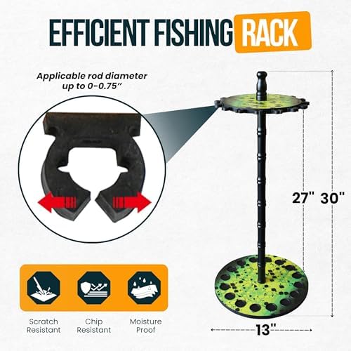 Rush Creek Creations 16-Rod Round Fishing Rod Holder, Engineered Wood - Image 3