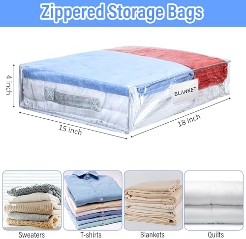 Kenning 20 Pcs Clear Zippered Storage Bags, Sheet, White, 18 x 15 x 4 Inch - Image 2
