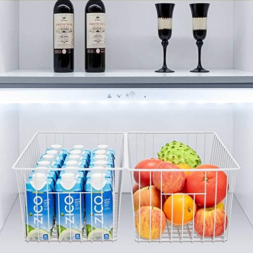 16inch Farmhouse Freezer Wire Baskets Organizer Storage Bins Large Organizer Baskets with Handles for Storage, Office, Kitchen, Pantry, Cabinet, Closets - Set of 6 (White 6) - Image 6