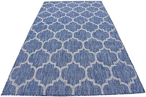 Unique Loom Outdoor Trellis Collection Area Rug (5' 3" x 8' Rectangle, Navy Blue/ Ivory) - Image 6