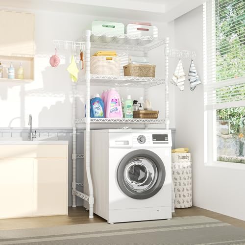 Ulif U8 Laundry Room Storage Organizer, Over The Washer and Dryer Storage Shelves for Laundry Organization, 35”W x 17.3”D x 76.2”H, Suit Washing Machine Width Within 32.6”, Hold 304 lb, White - Image 2