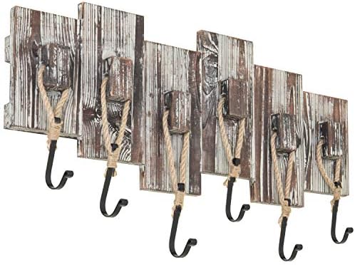 MyGift Rustic Wall Mounted Hat & Coat Rack, Rope Hooks, 6 Hook Storage by MyGiftHome