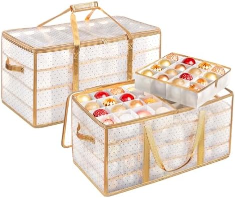 SONGMICS Large Christmas Ornament Storage Boxes, Set of 2, with 256 Slots by SONGMICSbySONGMICSHOME
