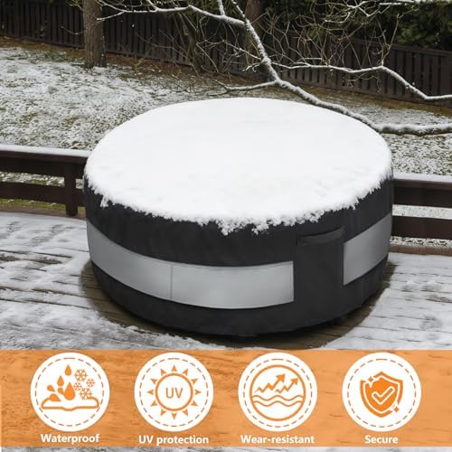 Round Patio Bar Height Table and Chair Cover Black Grey 73 x 43 Inch - Image 7