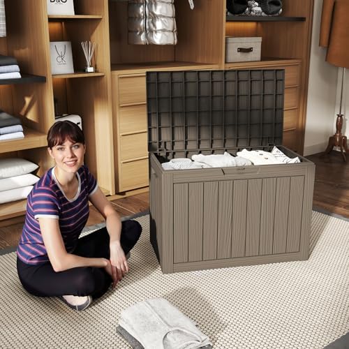 Vixzen 55 Gallon Deck Boxes Outdoor Waterproof, Lockable Resin Storage Box with lid for Furniture Cushions, Weatherproof Containers Outside Storage Boxes for Garden Patio Pool Tools(Grey, 50 Gallon) - Image 3