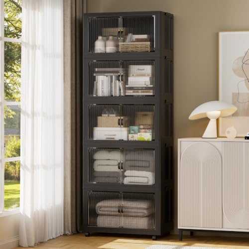 SAILUN Stackable Storage Bins with Lid, 622QT 5 Pack Black by SAILUN