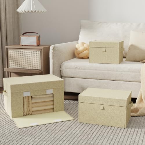 Collapsible Storage Baskets,13x9.1x7.9in,Grey and Beige,4 Pack - Image 2