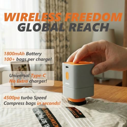 Rechargeable Wireless Pump Travel Vacuum Bags Set - Image 2