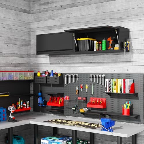 Garage Wall Cabinet, 13.8" H Metal Wall Cabinet with Up-Flip Door - Image 2