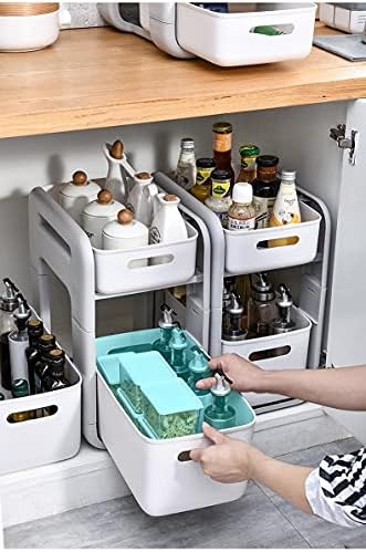 Set Of 8 Plastic Storage Bins,Versatile Kitchen Pantry Organization and Storage,for Plastic Storage Container Under Bed,Under Sink Bathroom Organizer (White, 8 Pack - Image 4