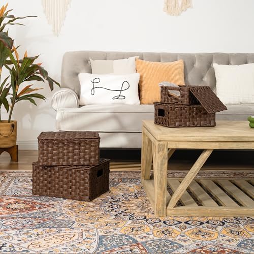 GRANNY SAYS Wicker Basket with Lid, Decorative Storage Baskets for Shelves - Image 6