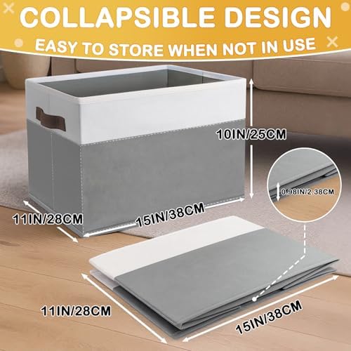 JTIEO 8 Pack Collapsible Storage Baskets 15"x11" for Shelves, Fabric Bins with Sturdy Handles, Decorative Closet Storage Baskets for Organizing Clothes, Toys, Nursery, Living Room - Image 2