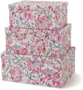 Soul & Lane - Pink Floral Decorative Storage Boxes with Lids, Set of 3 by SoulLane