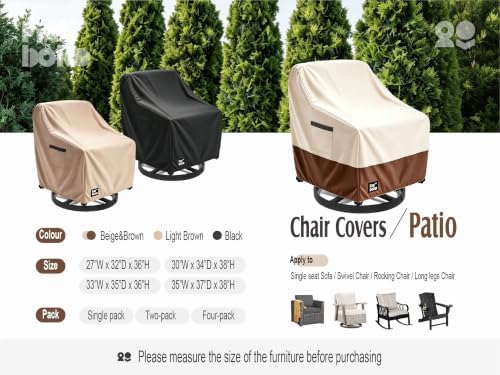 Patio Chair Covers 4 Pack,35Wx37Dx38H inches Outdoor Chair Covers,100% Waterproof Heavy Duty Outdoor Furniture Covers Waterproof,Beige&Brown Modern Style Patio Furniture Cover - Image 3
