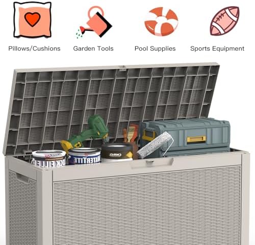 Mars Villa Deck Box, Outdoor Storage Box Waterproof, 60 Gallon, Grey - Image 4