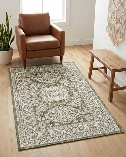 Rugs.com - Outdoor Aztec Rug – 3' 1 x 5' 3 Green Indoor/Outdoor Rug – Weather Resistant Flatweave for Patios, Decks, and Porches - Image 4