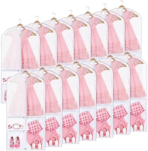 Geelin 14 Pcs Garment Bags for Dance PVC Clear, White by Geelin