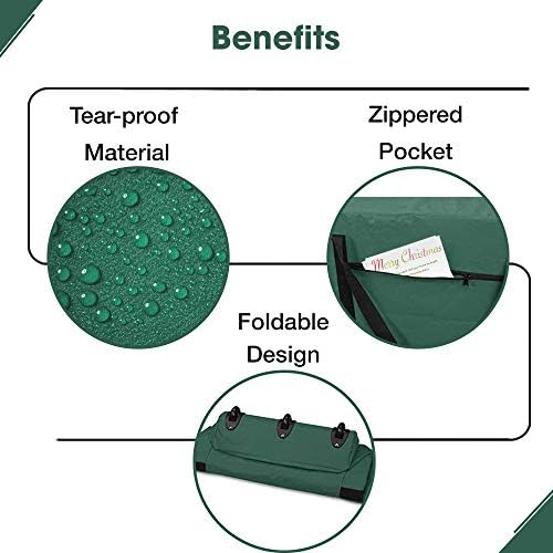 ProPik Rolling Christmas Tree Storage Bag, Fits Up to 9 Ft Tall Disassembled Trees, 28" H X 16.5" W X 60" L, Extra Large Heavy Duty Xmas Storage Container with Wheels & Handles, 600D Oxford (Green) - Image 4