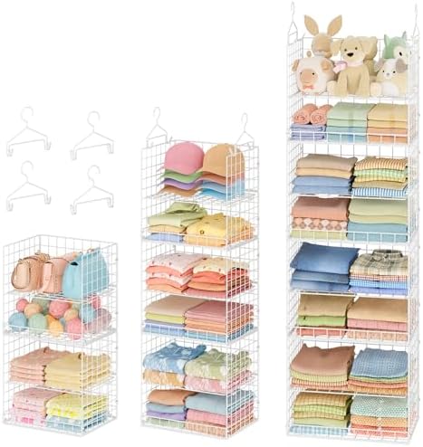 Extended Width Hanging Closet Organizer, 8 Tier Wire Storage Shelves by Yuyetuyo
