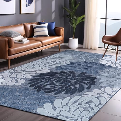 Luul Home Floral Indoor Outdoor Rugs 5x7 Large Area Rug for Living Room, Patio Decor, Kitchen, and Entryway Rug, Washable Stain Resistant Outside Carpet Navy 5 x 7 - Image 5