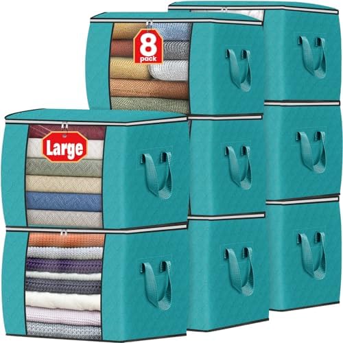 Fab totes 90L Clothes Storage, Foldable Thick Fabric Blanket Storage Bags by Fabtotes