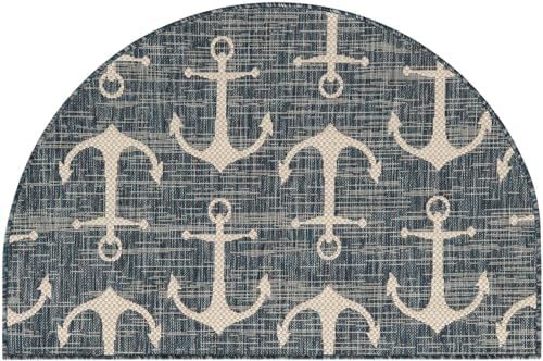 Unique Loom Outdoor Coastal Collection Area Rug - Ahoy (2' 7" x 4' 1" Hearth Blue/Ivory) - Image 3