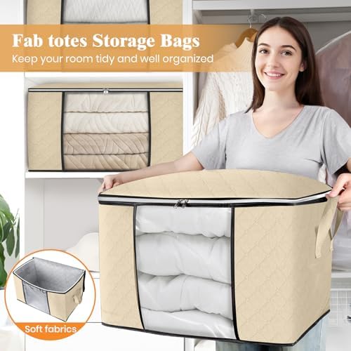 Fab totes 90L Clothes Storage, Foldable Thick Fabric Blanket Storage Bags - Image 5