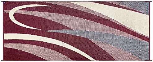Stylish Camping Reversible Graphic Patio Mat - 8' x 20', Burgundy/Black - Image 3