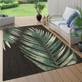 Paco Home Outdoor Rug Black Green with Floral Palm Leaf Design Waterproof, Size: 4'7" x 6'7" by PacoHome