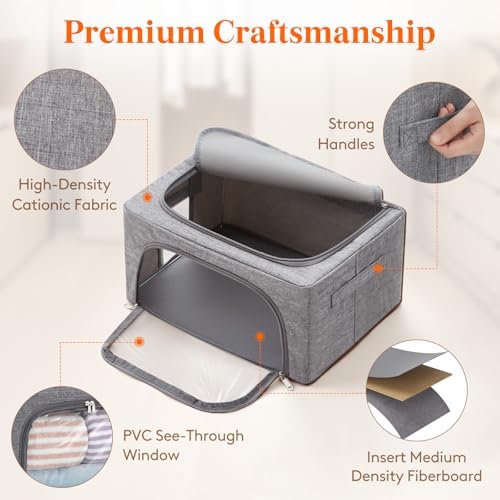Lifewit 6 Pack Clothes Storage Bins with Metal Frame, Stackable Storage Box - Image 3