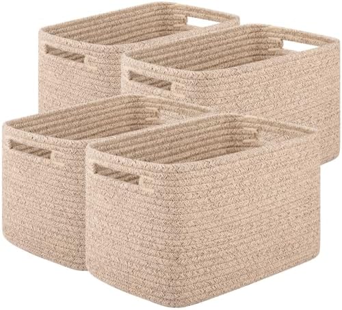 OIAHOMY 4 Pack Storage Baskets for Organizing 30L Cube Storage Bins Brown by MasterofSpaceOptimization