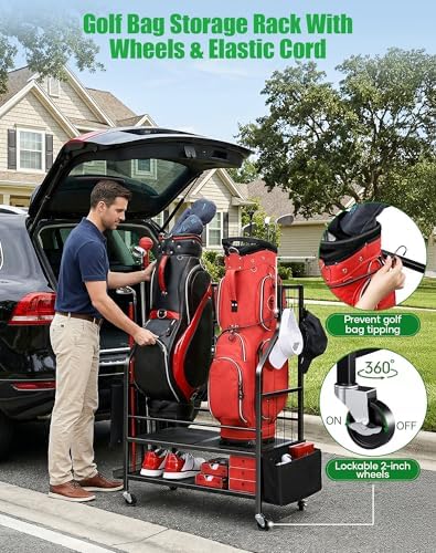 FHXZH Golf Bags Storage Garage Organizer - Golf Bag Stand for 2 Bag - Image 5