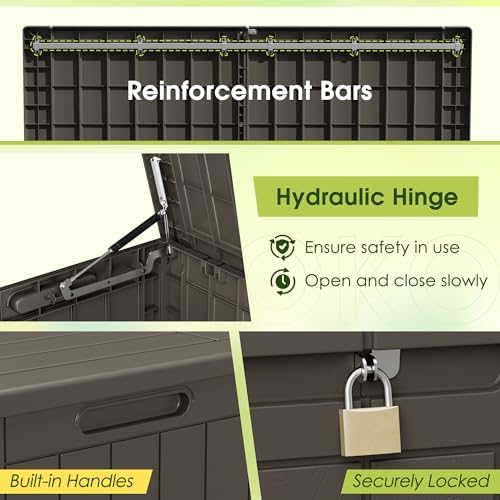 Devoko 100 Gallon Outdoor Storage Box, Waterproof Deck Box Lockable - Image 6