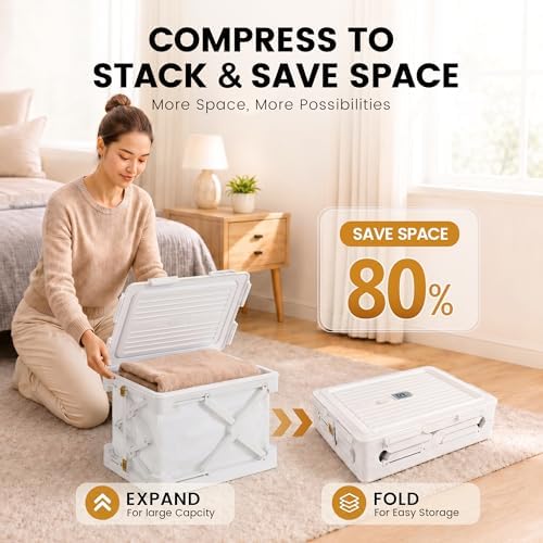 Storage Bags for Clothing, 14.8-Gal Collapsible Storage Boxes with Lids, Stackable Storage Bins for Comforters, Blankets, Bedding, Sweaters and Underbed Storage (2, Classic White) - Image 6