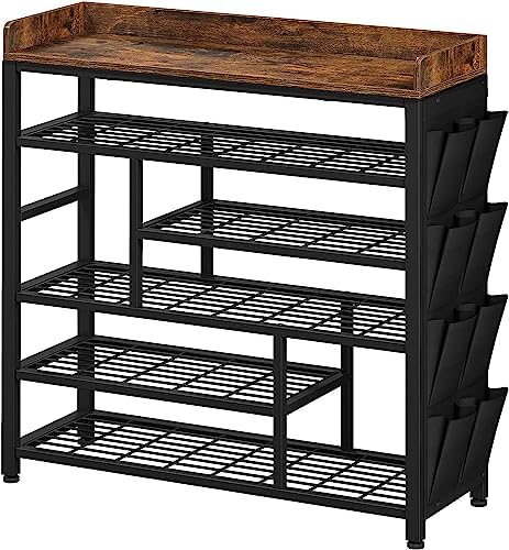 EnHomee 6‑Tier Shoe Rack for Entryway, Holds 24 Pairs, Tall Boot Section by EnHomee