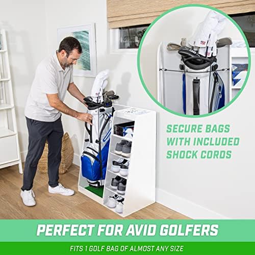 GoSports Premium Wooden Golf Bag Organizer and Storage Rack - Black, White or Brown Finish - Image 6