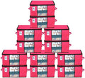 Kuber Industries Underbed Storage Bag|Organizer For Clothes Large|Non-Woven Comforter, Blanket Cover|Transparent Window & Premium Zipper|Side Handles|Pack of 12 (Pink) by Kuber+Industries