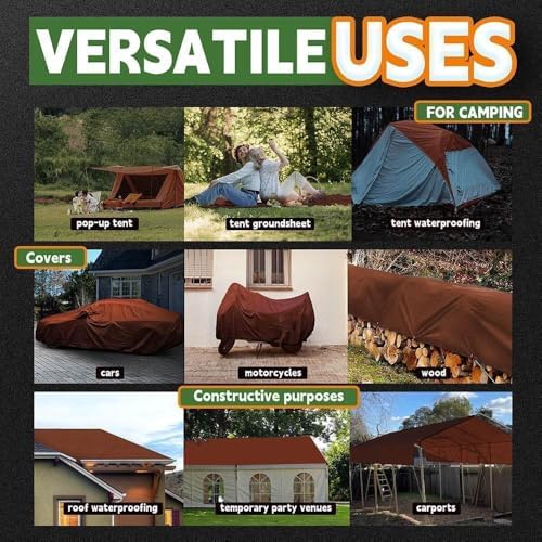 RAINDEWAY Tarp 10x14ft Brown Tarps Heavy Duty Waterproof 18Mil Extra Thick - Image 7