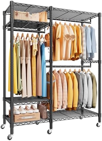 Raybee Clothes Rack with Wheels, Heavy Duty Loads 780LBS, Space-Saving by Raybee