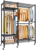 Raybee Clothes Rack with Wheels, Heavy Duty Loads 780LBS, Space-Saving by Raybee